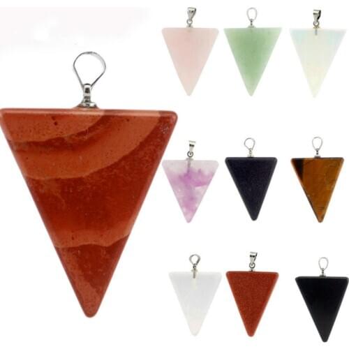 Natural stone triangle pendant natural triangle garnet pendant for jewelry making DIY necklace sweater chain jewelry accessories