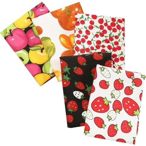 Polyester Cotton Cherry Fabric Fruit Pattern Printed Canvas Fabric Watermelon Handmade Quilting Tablecloth Canvas Material JA150