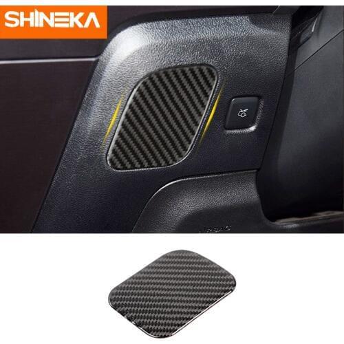 SHINEKA Carbon Fiber Car Interior Driver Positions Storage Box Decoration Stickers For Ford Mustang 2015+ Car-Styling