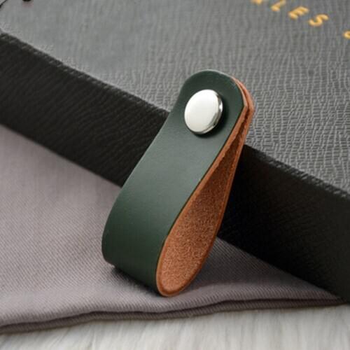 Nordic cowhide handle wardrobe drawer cupboard door leather handle vegetable tanned leather leather door handle