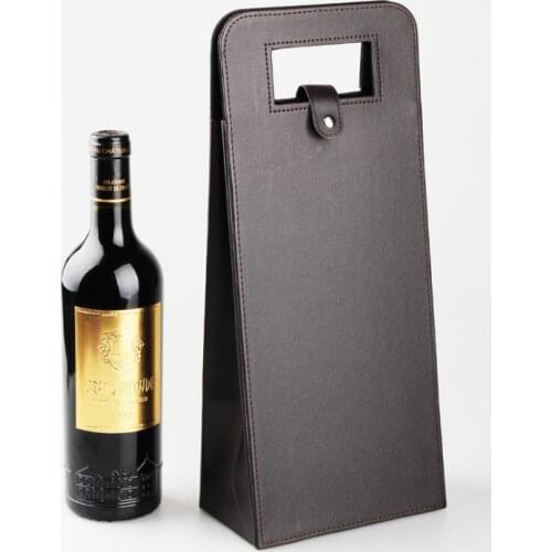 50pcs 4 Colors Luxury Portable PU Leather Double Red Wine Bottle Tote Bag Packaging Case Gift Storage Boxes With Handle SN3757