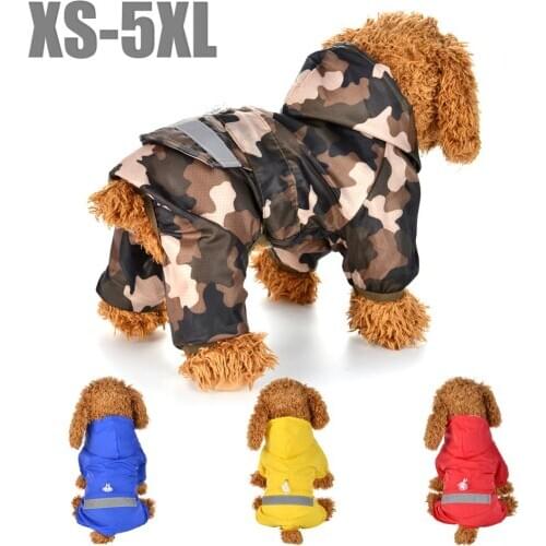 Dog Raincoat Puppy Rain Coat with Hood Reflective Waterproof Dog Clothes Soft Breathable Pet Cat Small Dog Rainwear XS - 2XL