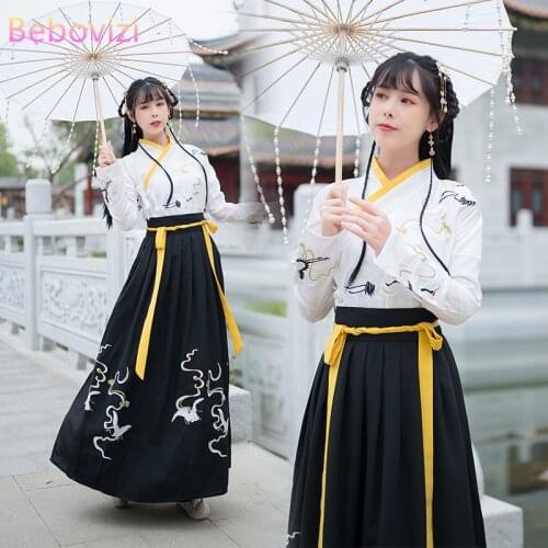 Embroidery Traditional Hanfu Woman Ancient Swordsman Folk Dance Outfit Vestido Oriental Chinese Martial-Arts Cosplay Costume Set