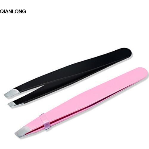 2018 Lady Eyebrow Tweezers Hair Removal Stainless Steel Beauty Slant eyebrow clip Makeup Tool