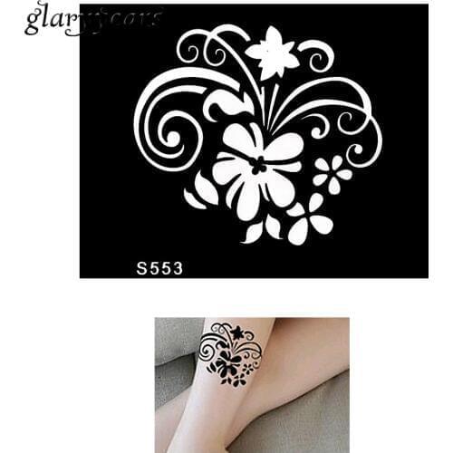 1 Piece Small Indian Henna Tattoo Stencil Health Black Petals Flower Style Women Body Art Henna Tattoo Stencil Sexy Product S553