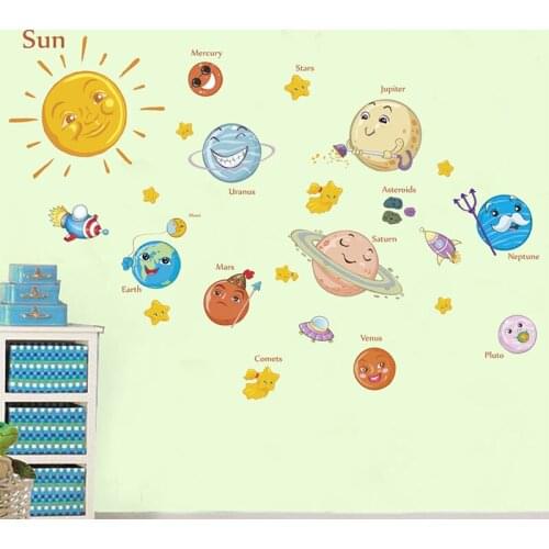 1pcs Education Solar System Planets Wall Sticker Space Universe Kid Room Decor Decal