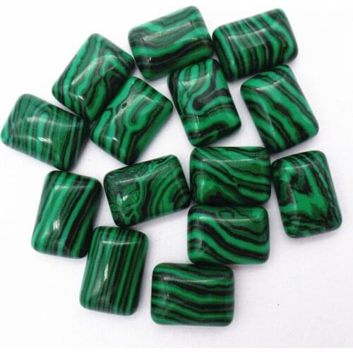 10Pcs 14x10x5mm Wholesale Green And Black Malachite Oblong Cab Cabochon DIY Jewelry Accessories S154