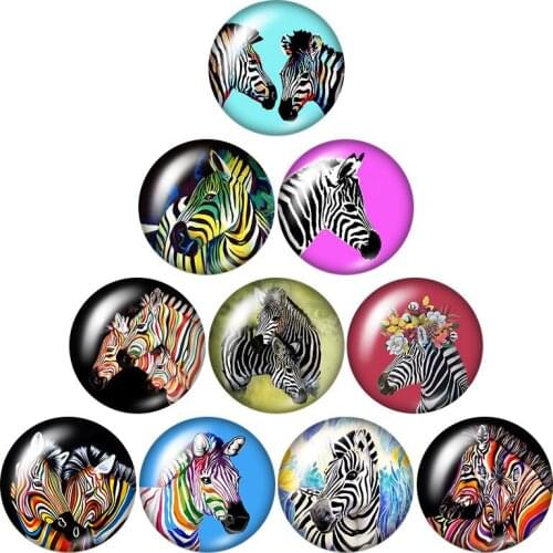 New Cute zebra Love animals 10pcs 12mm/16mm/18mm/25mm Round photo glass cabochon demo flat back Making findings