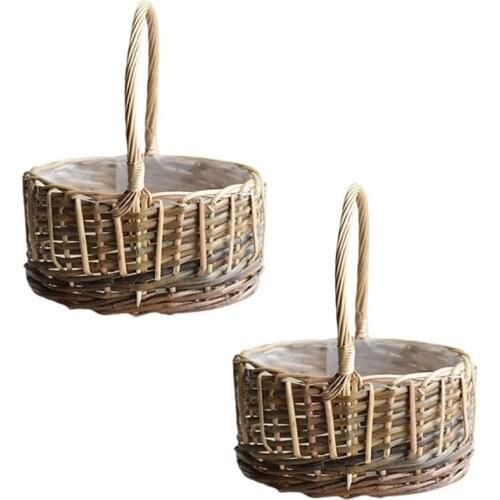 2Pcs Hand Woven Seagrass Wicker Basket for Plants Boho Belly Plant Baskets Indoor Planter Pots