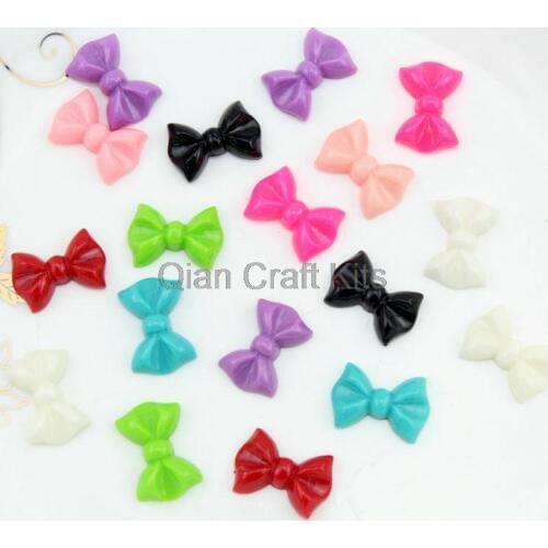 250 pcs Resin Bow Flatback Mixed Colors Kawaii 22mm wholesale free shipping little kitsch colorful rainbow shiny bow