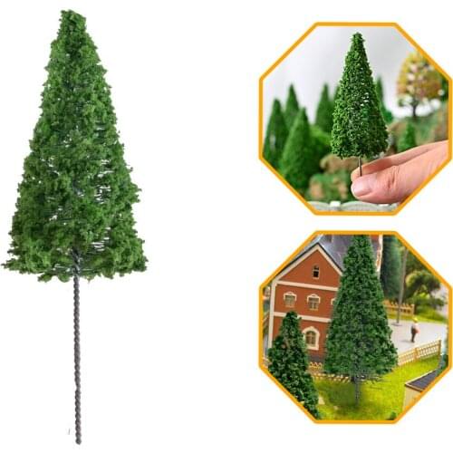 30PCS Model Pine Trees Iron Wire Green Model Tree 8cm 12cm For Model Railway Layout