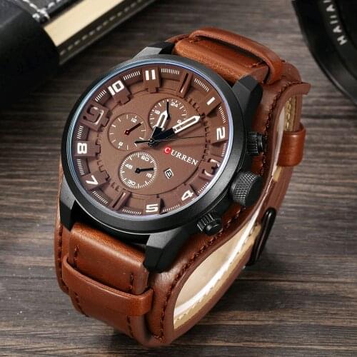 CURREN Luxury Leather Quartz Men Watches Fashion Sport Military Waterproof Watch Men Business Punk style Male Clock часы мужские