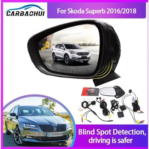 For Skoda Superb 2016/2018 BSA BSM BSD Blind Spot Monitoring System 24GHZ Millimeter Waves Radar Sensor Mirror LED Light Warning