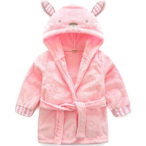 Toddler kids bathrobe cute rabbit ears cosplay flannel robe for 6-48month child boys girls soft fur sleepwear home clothes