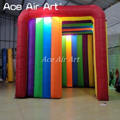 Colorful lighting mini photo cube inflatable photo booth enclosure,Rainbow children funny canopy playing booth for Poland