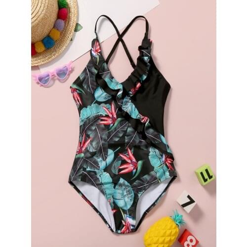 Summer Backless Swimsuit Strap Triangle Bikini Sexy Commuting Retro Ruffle Swimwear One Piece Outfits Urban Leisure Bathing Suit