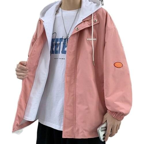 Womens Spring Jacket Versatile New Jacket Couples Casual Windbreaker Of Fashion Mens Clothes Thin Hooded Fake Two-piece Top