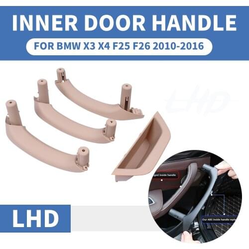 LHD Left Hand Drive Beige ABS Car Front Rear Left Right Interior Inner Door Pull Handle Trim Cover Panel For BMW X3 X4 F25 F26