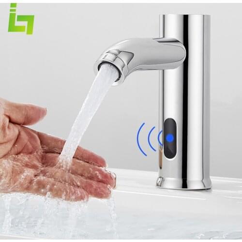 Matte black Sensor Bathroom Faucet Cold and Hot Deck Mounted Infrared Brass Bathroom Sink Mixer