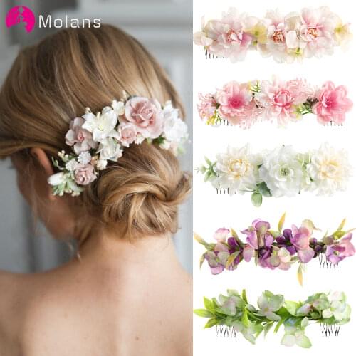 Molans Fashion Flower Hair Comb Bridesmaid Hair Clip Bridal Hairpin Wedding Hair Jewelry For Women Bride Wedding Hair Accessorie