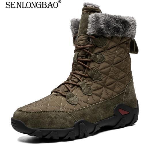 New Fashion Lace-Up Men Boots High Quality Waterproof Ankle Boots Warm Plush Snow Boots Winter Men Non-slip High boots 38-47