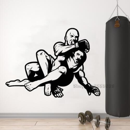 New Stock MMA Fight Fighters Vinyl Wall Decal Arts Martial Sport Stickers Martial Room Mural Interior Wall Decor Wallpaper LC618