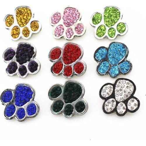 New Arrical 10pcs/lot Mix Pet Paw Animals Snap Buttons For 18mm Snap Bracelet&Bangles DIY Snap Jewelry Charms