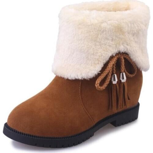 New Womens Cotton Boots Fashion Suede Leather Lightweight Comfortable Breathable Snow Boots Casual Walking Boots