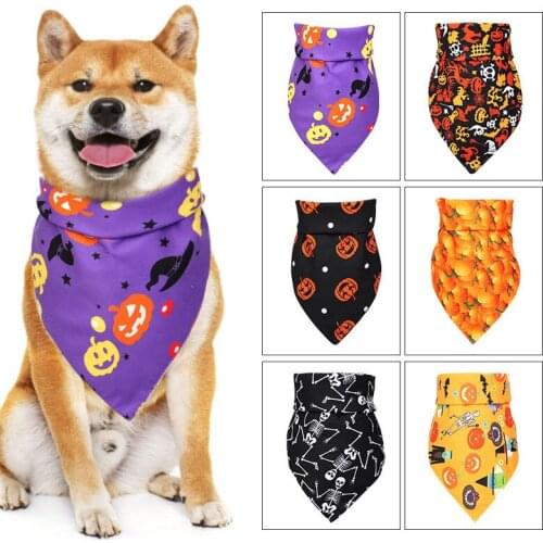 Halloween Pet Puppy Collar Dog Collar Lead Dog Bandana Necklace Dog Accessories Pet Scarf Cat Tie Triangular Bandage
