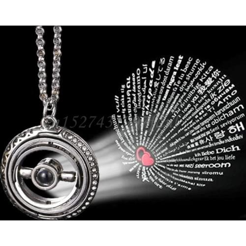 Openable Astronomical Ball Projection Necklace 100 Language I Love You Pendant Necklace for Women Men Lovers Jewelry
