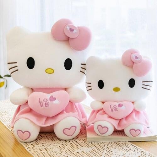 Hello Kitty Plush Toys Movie KT Cat Dolls Soft Stuffed Cute 23~55cm Hello Kitty Christmas Gifts For Kids Animals Toys
