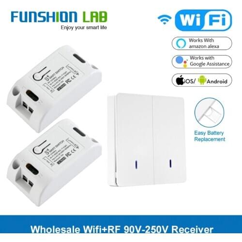 FUNSHION Tuya Smart Life App Switch Light Wifi RF Wireless Remote Control 1 2 3 Gang Wall Panel Button Receiver