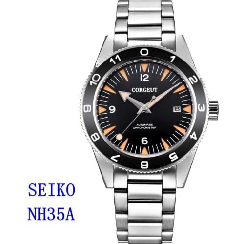 Luxury Corgeut Men Watch100 Waterproof 41mm Sapphire Ceramic Bezel Male Mechanical Clock Sports Miyota/NH35 Automatic Wristwatch