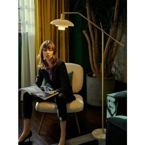 Nordic Ins Luxury Simple Modern Fishing Floor Lamp E14 Minimalist Marble Base Iron Art Glass Standing Lamp Living Room Bedroom