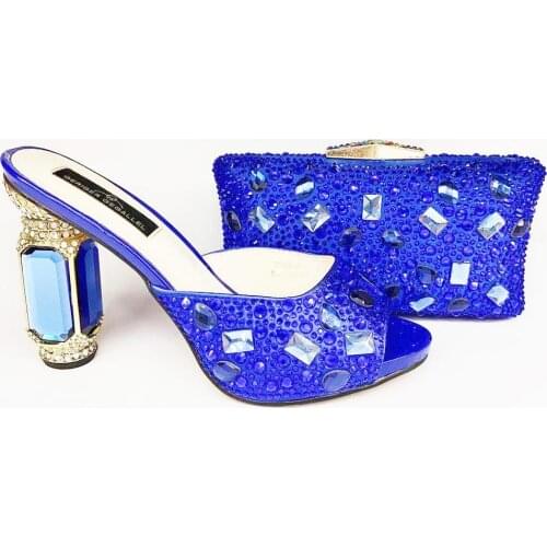 Peep Toe Luxury New Fashion Italian Shoes with Matching Bags Crystal African High Heel Women Shoes and Bags Set for Prom Party