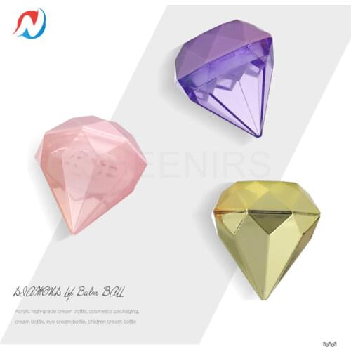 Sheenirs 3pcs Empty 6.5g Pink Purple Diamond shaped lip balm ball container Plastic PS Cosmetic Container Jar Pot Makeup Sample