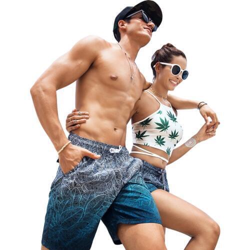 Couple Beach Shorts Fast Dry Swimwear Mens Women Swim Surfing Board Sweatpants Bermuda Swim Suit Lover Plus Size Swimming Trunks