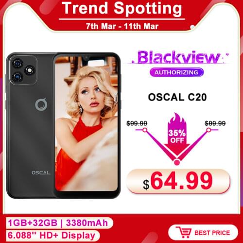 OSCAL C20 1GB+32GB Android 11 6.088'' HD+ Display Smartphone Quad Core 5MP Rear Camera Mobile Phone 3380mAh