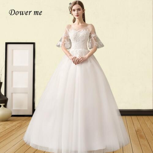 Plus Size Wedding Dress for Pregnant Women GR751 Flare Sleeve Long Wedding Dresses O-neck Wedding Gowns 2020 Vestido De Noiva