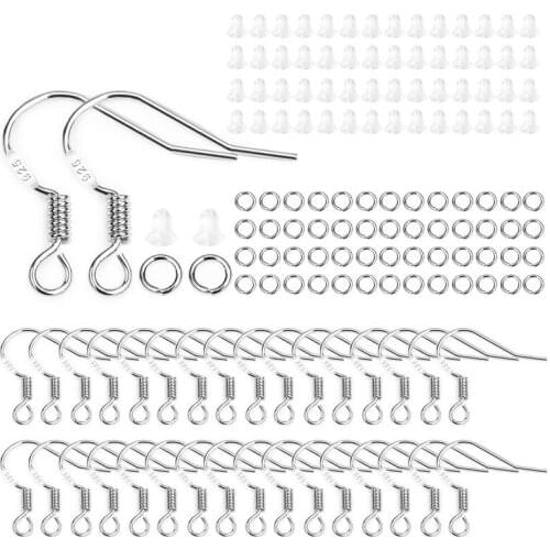 300pcs/Set Silver Plated Earring Hooks Stud Plugs Open Jump Rings Jewelry Making Accessories Kit For DIY Earring Jewelry