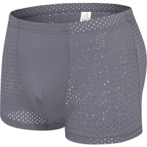 Healthy panties Summer Fashion silky nice underwear Mens Boxer shorts Sexy Ice Silk Bamboo Breathable Mesh man Boxer Slim male