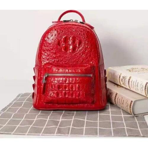 100% genuine real crocodile skin women backpack bag real alligator leather small lady backpack daily bag 2021 new design bag