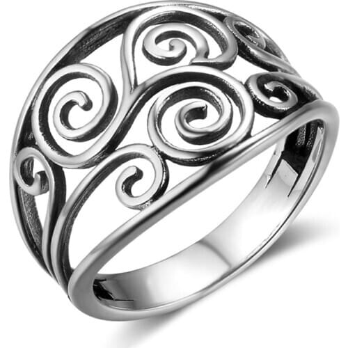 Carofeez Vintage Hollowout Pattern Women Ring Fashion Jewelry Girl Gift