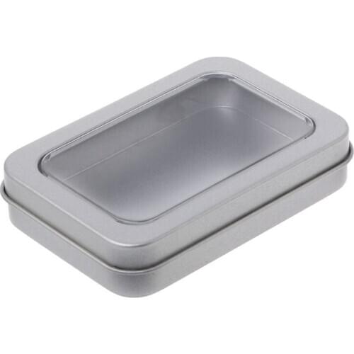 Clear Window Top Metal Tin Can Box Silver Blank Storage Case Crafts Survival Kit