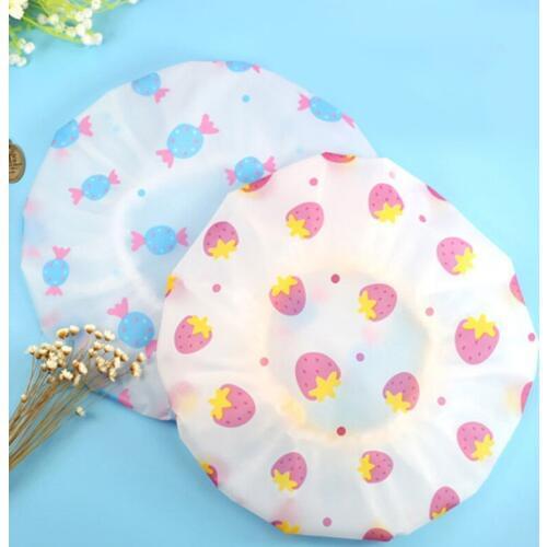 1Pcs Elastic Bathroom Accessories Shower Hat Resuable Bath Cap Thicken Waterproof bathing cap cute pattern