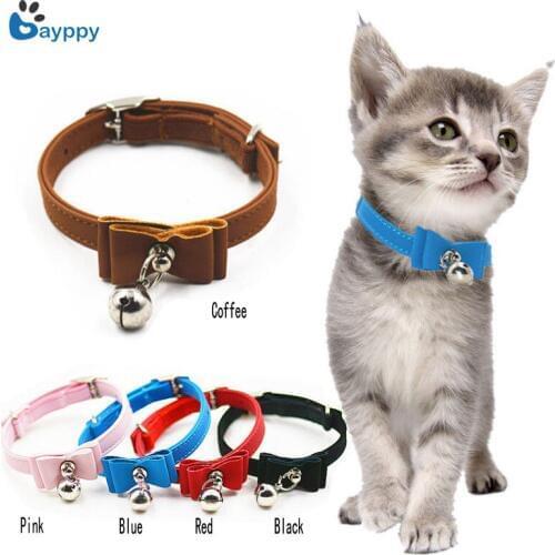 1pc Fashion Pet Dog Cat Collar with Ring Bells Elegant Bow Tie Collar for Cats Dogs Durable Dog Leads Neck Strap Pet Accessories