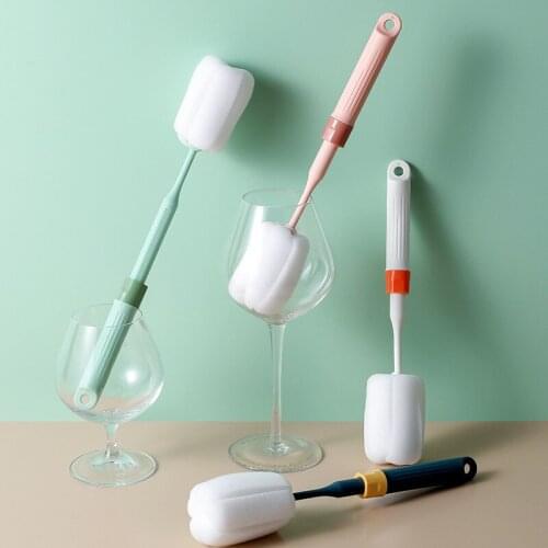 1pc Long Handle Baby Bottle Brush Removable Soft Sponge Water Bottle Glass Cup Brushes Non-toxic Kitchen Cleaning Tool