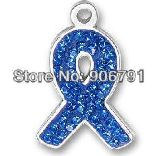 10PCS blue crystal ribbon charm(H105937)