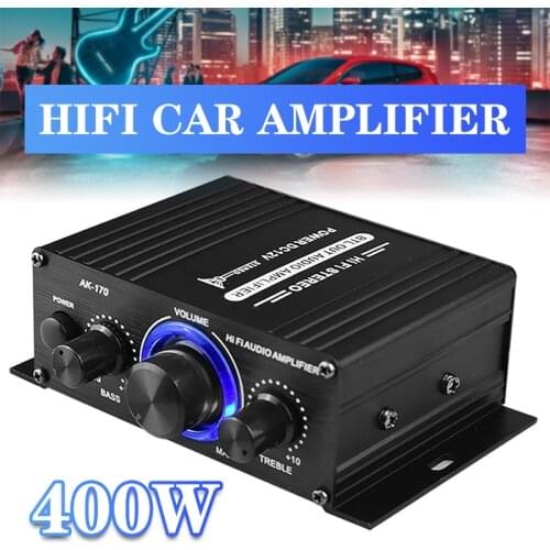200W+200W 2CH 12V Car Audio Power Amplifier HIFI Audio Digital Amplifier Home Theater Sound System FM Radio Stereo Amplifiers
