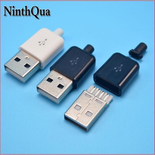2/5/10set 3 in 1 DIY weldable Male USB plug, White and Black color, weldable USB male plug for apple style